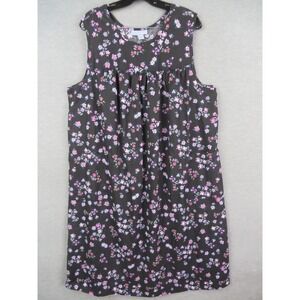 Only Necessities Womens Dress Large 18/20 Black Floral Cotton Blend Mumu Cottage